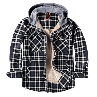 Honoree | Herren-Winterjacke aus Samt mit Kapuze und kariertem Innenfutter