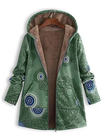 Weich gefütterte Kapuzenjacke für Frauen mit geometrischen Mustern