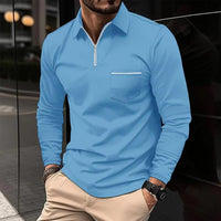 Kurzarmshirt für Herren - Modernes T-Shirt mit Reißverschluss – Hellblau