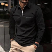 Kurzarmshirt für Herren - Modernes T-Shirt mit Reißverschluss – Schwarz