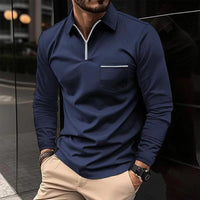 Kurzarmshirt für Herren - Modernes T-Shirt mit Reißverschluss – Marine