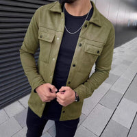 Geknöpfte Jacke mit Fronttaschen – Oliv