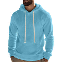 Men's Casual Outdoor Polar Fleece Long Sleeve Pullover Hoodie – Blau