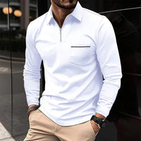 Kurzarmshirt für Herren - Modernes T-Shirt mit Reißverschluss – Weiß