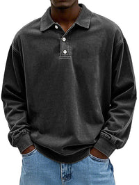 Lennart™ | Lässiges langärmeliges Herren-Polo – Schwarz