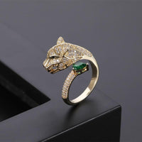 Verstellbarer Leopardenring mit Zirkonia-Finish – Gold