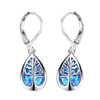 Baum des Lebens Ohrringe aus Opal und Silber – Blau