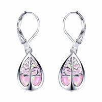 Baum des Lebens Ohrringe aus Opal und Silber – Rosa