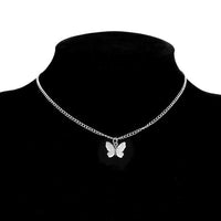 Silberne und Vergoldete Schmetterlingshalskette – Silber 1 Schmetterling