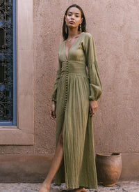 Allie | Damen Elegant Sommer Kleid | Maxi – Grün