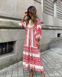Berthilde | Damen Sommer Vintage Kleid | Maxi – Weinrot