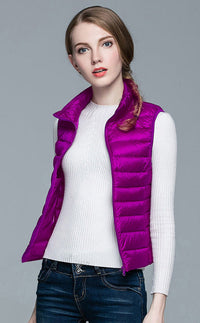 | Superpositionsstil ärmellose Daunenjacke – Violett