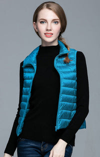 | Superpositionsstil ärmellose Daunenjacke – Blau