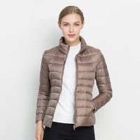 Damen Puffer Langarm Jacke | Bequeme – Beige