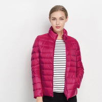 Damen Puffer Langarm Jacke | Bequeme – Rosa Fuchsia