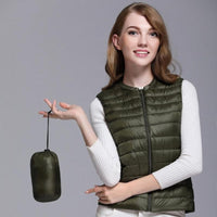 Damen Puffer Daunen Weste | Ärmellos – Grün