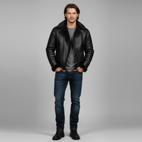 Herren Winterjacke | Langer Schnitt mit klarer Frontstruktur – Schwarz