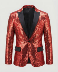 Glänzender Herren Pailletten Blazer – Rot