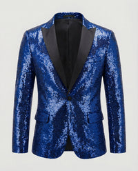 Glänzender Herren Pailletten Blazer – Blau