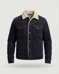Elegante Cord Herrenjacke – Marine