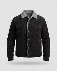 Elegante Cord Herrenjacke – Schwarz