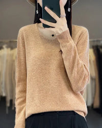 Bianca | Feiner Merino Pullover – Goldkamel