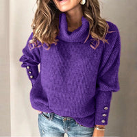 DAME FREIZEIT-MOCK-NECK-PULLOVER | MODERN, BEQUEM, VIELSEITIG – Lila