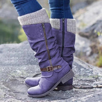 Damen Winter Stiefel | Casual hoch mit Absatz – Lila