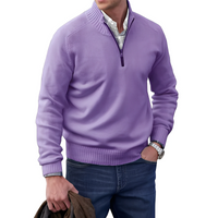 Jeremy - Moderner Herrenpullover mit Zipper – Violett
