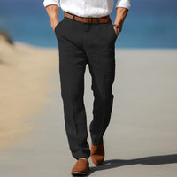 HERRLICHE PREMIUM-LINENHOSE (MIT GÜRTELSCHLAUFEN) – Schwarz