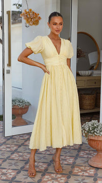 Sommerkleid für Damen - Vintage Maxikleid für Hochzeiten – Gelb
