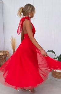 Arabelle - Sexy ärmelloses Maxikleid – Rot