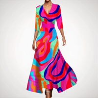Raffiniertes langes Kleid für Damen | Maxi – Mehrfarbig