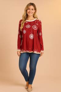 Damenpullover Festlich Gemütlicher Strick Warm für Winter – Rot