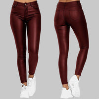 Heidi-Mode | Elegante Slim-Fit Kunstlederhose mit Hohem Bund – Rot