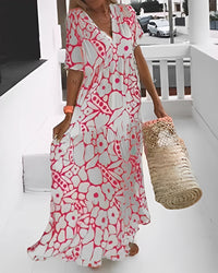 Gwen™ Lockeres Geblümtes Kleid – Rose