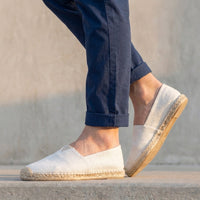 Reimar | Herren Espadrilles Schlupfschuh Jutesohle – Weiß