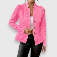 Reina | Damen Troyer Pullover Zopfmuster Langarm Anliegend – Rosa