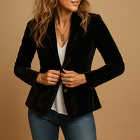 Damen Blazer | Schmale Passform mit Revers und Taschen – Schwarz