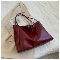 Annika | Retro PU-Leder Tote Bag Damen geräumige Schultertasche – Rot