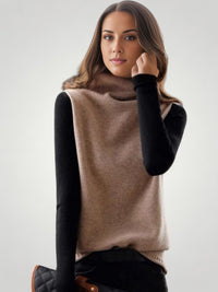 Helga | Retro Rollkragenpullover mit Farbblock – Braun