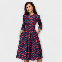 Retrozo - Elegantes knielanges Kleid – Rot