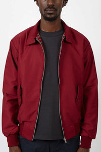 Rex | Herren klassische Harrington Jacke mit Tartan-Futter – Burgunder