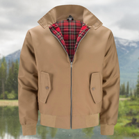 Rex | Herren klassische Harrington Jacke mit Tartan-Futter – Camel