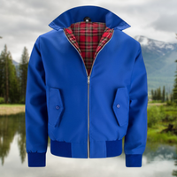 Rex | Herren klassische Harrington Jacke mit Tartan-Futter – Königsblau