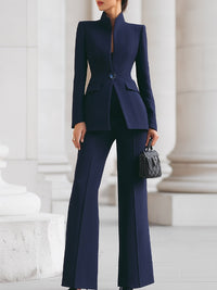 Ricarda | Damen Hosenanzug Set mit Tailliertem Blazer – Blau