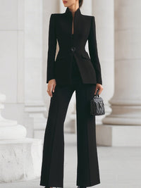 Ricarda | Damen Hosenanzug Set mit Tailliertem Blazer – Schwarz
