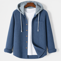 Ridge | Herren Cord Hemdjacke mit abnehmbarer Kapuze – Marine