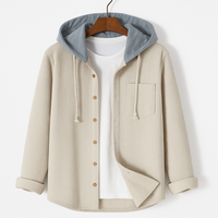 Ridge | Herren Cord Hemdjacke mit abnehmbarer Kapuze – Beige