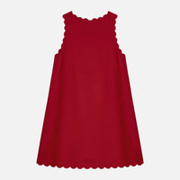 Petra | Damen Ärmelloses Baumwoll-Minikleid Wellensaum – Mini Kleid Sommer – Rot